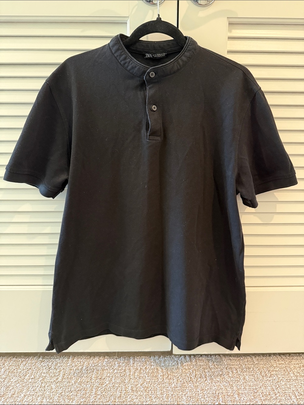 Men collarless polo - Black